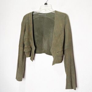 Superfine 100% Leather Camouflage Cropped Bolero Sweater Jacket Italy Italian